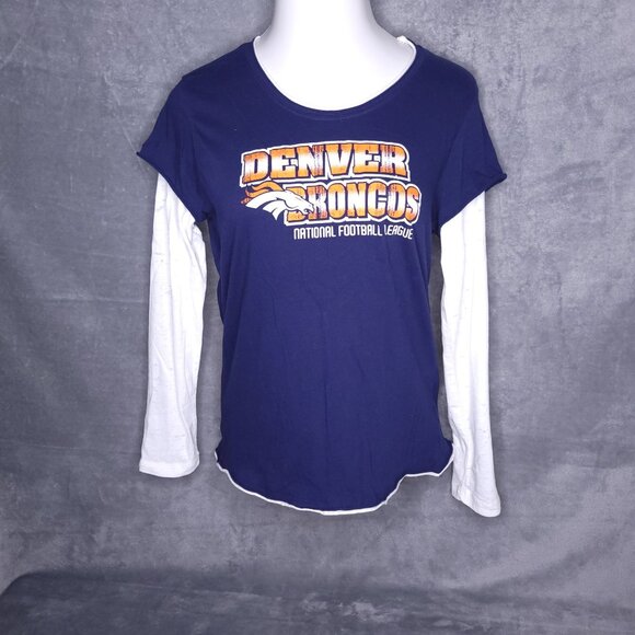 Denver Broncos Womens Team Apparel Long Sleeve XL Shirt Juniors Distressed - Picture 2 of 4